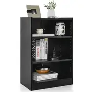 Giantex 3-Tier Bookcase Display Cabinet w/Adjustable Shelves Storage Organizer Bookshelf Black
