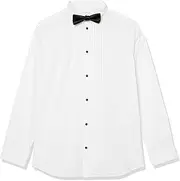 [Calvin Klein] Boys' Long Sleeve Tuxedo Dress Shirt with Bow Tie, Button-Down Style with Classic Pleated Bib, Matching Hanky