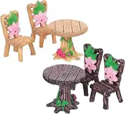 Totority 2Sets Miniature Table and Chair Adornments Resin Craft Decor for Creative Landscape Display Charming Mini Furniture Decor for Home Office and Projects