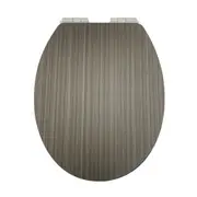 Grey Woodgrain Soft Close Toilet Seat
