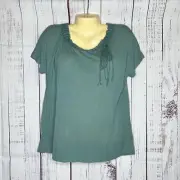 BCBG MaxAzria NWT Size S Cascade Blue Bow Detail Rayon Jersey Knit Blouse Top