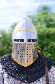 Medieval Combat Bascinet Chainmail Helmet Crusader Helmet Elite Armor Knight Hel