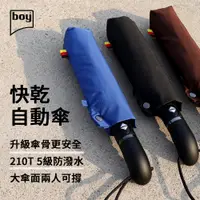 在飛比找PChome24h購物優惠-【boy】抗UV三折素面快乾防風自動傘（黑 / 藍 / 咖啡