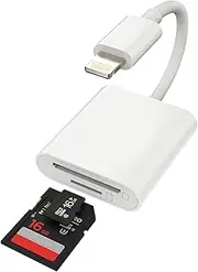 SD/TF Card Reader, for Apple Lightning to SD TF Card Reader Adapter for iOS Memory Card Reader Dual Slot Reader for iPhone/iPad- Lighting Port Only