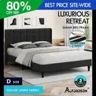 ALFORDSON Bed Frame Double Size Upholstered Wingback Base Charcoal Fabric SARAH