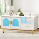 LED Coffee Table Shelf Drawer Storage White Modern Furniture Living Room D WH-AB