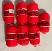 DEE LITE RED Label Thread Lot of 7 Spools Punch Needle Bright Neon Pink / 15