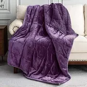 BUZIO Sherpa Fleece Weighted Blanket 9 kg for Adult, Unicolor Ultra-Soft Fleece and Sherpa, Dual Sided Cozy Plush Blanket for Sofa Bed, 150 x 200 cm, Purple