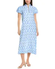 Sail to Sable Puff Sleeve Linen-Blend Maxi Tunic