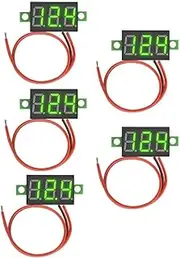 5pcs 0.36 2 Wires Mini Digital LED Voltmeter Display 4.5V-32V Gauge Tester Accurate Pressure Measurement Voltage Tester (Green)