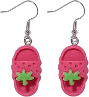 [liveliwithmin] Resin Slippers Dangle Drop Earrings for Women Girls Cute Funny Starwberry Fruit Slippers Hook Earrings Nickle Free Hypoallergenic Ear Jewelry, Zinc, No Gemstone