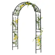 Costway 2.33M Black Dome & Flower Shaped Garden Iron Arch Climbing Trellis w/Wrought Gate Entrance Party Wedding Frame