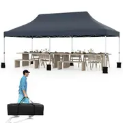 Costway Gazebo 3×6m Pop-up Marquee Wedding Party Tent All-wather Sunshade w/Carry bag Outdoor Backyard Beach Black