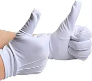 [Generic] White Gloves Costume - Breathable Unisex Polyester Uniform Gloves | Comfy Anti-Slip Accessories for Weddings, Ceremonies, Funerals, Churches, Labor Protection, Jewelry, Performance, and Celebration