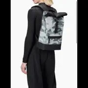 RAINS Rolltop Rucksack Waterproof Backpack Black Camo NWT