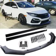 For Honda Civic Accord 3Pcs Black Front Bumper Lip Splitter + Side Skirt Spoiler