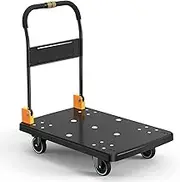 Car End Pipes Platform Truck Push Cart with 770 Lbs Capacity, Silent Wheels, One-Handed Folding, Large Flat Hand Truck Trolley Home Hand Truck