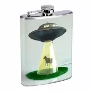 Vintage Alien Abduction D8 Flask 8oz Stainless Steel Hip Drinking Whiskey
