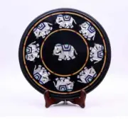 15'' antique black Marble Center wall panel Table Top Inlay lapis elephant