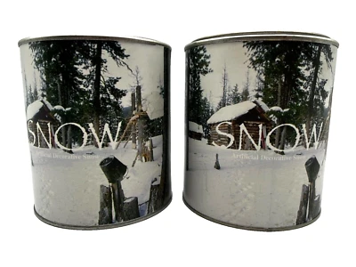 Artificial Snow Flakes Iridescent Sparkling White in 2 Decorative Canister Tubs
