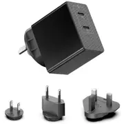 KFD 45W GaN Dual USB-C PD Wall Charger - Travel Pack With US/EU/AU/UK Plug - Output:45W PD+12W QC Max 57W [QA6 TYPE-C]