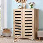 ALFORDSON Shoe Cabinet Shoes Storage Rack Adjustable 21 Pairs Cabinets Organiser Drawer Shelf with Slatted Doors, Wooden Home Furniture for Living Room, Entryway, Hallway (Glenn Wood)