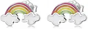 [Generic] Rainbow Clouds Ear Studs Colorful Clouds Stud Earrings for Women Fine Jewelry Set Friendship Gift