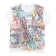 [COMME des GARCONS] Nylon Tulle X Paper Print Tee