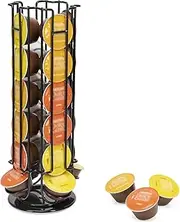 SYSYLY Coffee Capsule Holder, Capsule Dispenser for 24 Dolce Gusto Capsules, Capsule Stand for Storing Coffee Capsules, Coffee Pod Holder, Non-Slip Base, Rotatable, Black