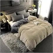 Stripe Style Home Bed Duvet Cover Dual-use Winer Blanket Soft Warm Velvet Quilt Cover Skin-Friendly Breathable Comforter Cover(Model 3)