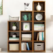 Bamboo Adjustable Shelf Bookcase Display Storage Rack Stand Livingroom Bedroom