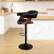 ALFORDSON Bar Stool Adjustable Kitchen Barstool Joan Swivel Counter Dining Chair Furniture in 61-82cm Seat Height with Anti-Slip Floor Protector for Home Bar Countertop Dining Room (All Black)