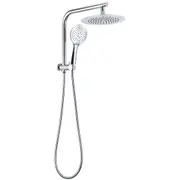 WELS 2in1 9" Shower Head & 3 Modes Handheld Gooseneck Wall Arm Diverter Round Set