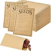 SOFPLATE Pack of 100 Seeds Savings Envelopes Paper Seed Packages Rectangular 4.72 x 3.15 Inch Self-Adhesive Kraft Paper Empty Sealing Packages for DIY Storage Vegetables Flowers Plants Organiser