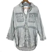Only Kenya Life Acid Long Jacket Button Front Tie Waist Ultimate Grey Size S New
