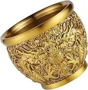 LIFKICH Brass Wealth Bowl Dragon Cylinder Ornaments Vintage Style Decor for Home
