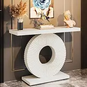 Tribesigns Modern Console Table Furniture with Geometric Base, 40 inch Wood Entryway Table Sofa Table Narrow Long, Contemporary Accent Table for Living Room, Entryway, Hallway