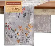 Maison d' Hermine Tablerunner 100% Cotton Decorative Table Runner, Holidays, Buffet, - Thanksgiving/Christmas 14.50"x72" Equinoxe - Grey (Double Layer)