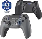 HEXGAMING PHANTOM Pro Controller with 4 Remappable Buttons, 6 Remapping Profiles, 8 Interchangeable Analog Stick, and Adjustable Triggers Compatible with ps5, PC, Mobile - Hall Effect Shadow Gray