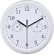 Outdoor Clock - Garden Silent Alarm,Retro Indoor Outdoor Wall Clocks with Hygrometer for Patio, Pool, Garden, Living Room Decor