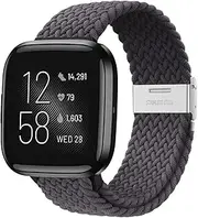 Nathlafu Compatible with Fitbit Versa 2 Bands for Women Men, Elastic Nylon Braided Breathable Sport Strap Replacement Wristband for Versa/Versa Lite Woman