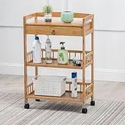 Removable Dining Cart 3-Tier Dining Cart Small Living Room Cart Kitchen Storage Rack (Color : Argento, Size : 81CM*53CM)