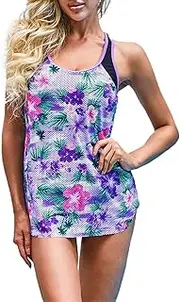 [Eternatastic] Women's Paisley Printed Tankini Swimwear Patchwork Swimsuit