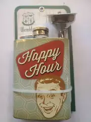 WEMBLEY "Happy Hour" 4 oz FLASK w/Funnel