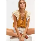 ANTHROPOLOGIE Porridge Mustard Ochre Flutter Sleeve Peasent Boho Top Size S NWT