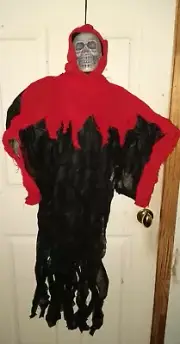 Grim Reaper Skeleton Hanging Character Halloween 48" Lights Up Color-Changing