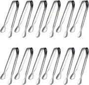 12 Pack 4" Mini Silver Stainless Steel Serving Tongs, Appetizer Tongs, Sugar Tongs, Tea Party, Coffee Bar, Catering, Charcuterie Board, Dishwasher Safe