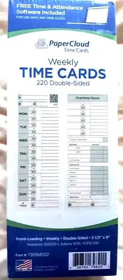 PaperCloud Weekly Time Cards 220 ct. Double Sided Front Loading 3 12"x 9"