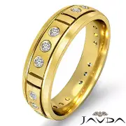 Mens Eternity Wedding Ring Round Bezel Diamond Dome Band 18k Yellow Gold 0.23Ctw