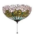 Meyda Lighting 16" Wide Tiffany Cabbage Rose Fan Fixture - 254436